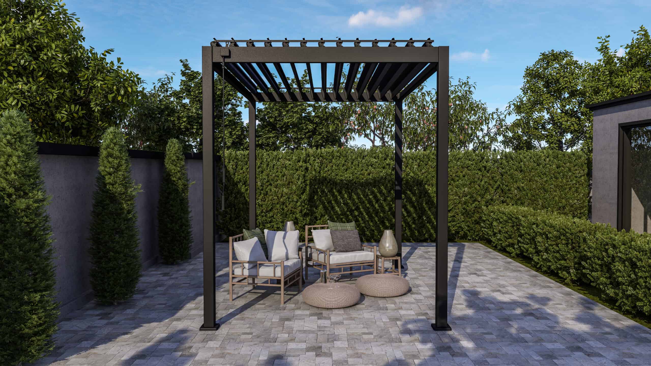 MIRADOR Pergola 80 Solid 3x2 m Stahl Anthrazit verstellbares Lamellendach Garten - Bild 8 von 8